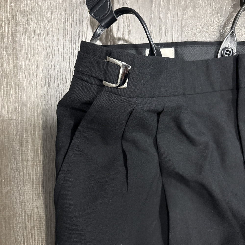 VTG 70s Wool Dress Pants With Suspenders Side Belt Talon Zipper Adjustable 38x31 - Picture 5 of 16